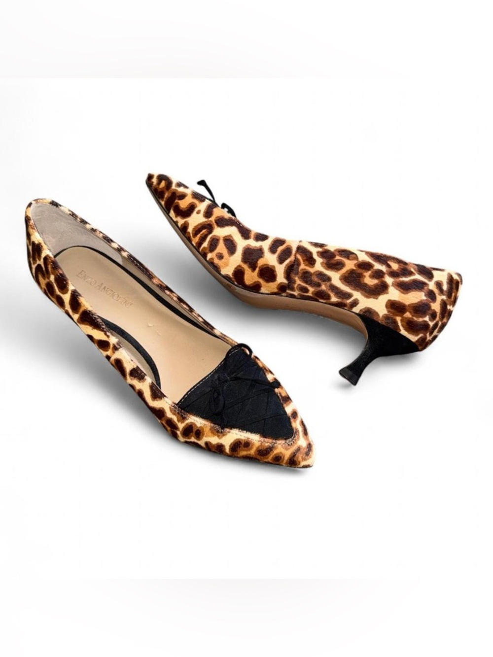 insane Y2K pony hair cheetah print kitten heel mules